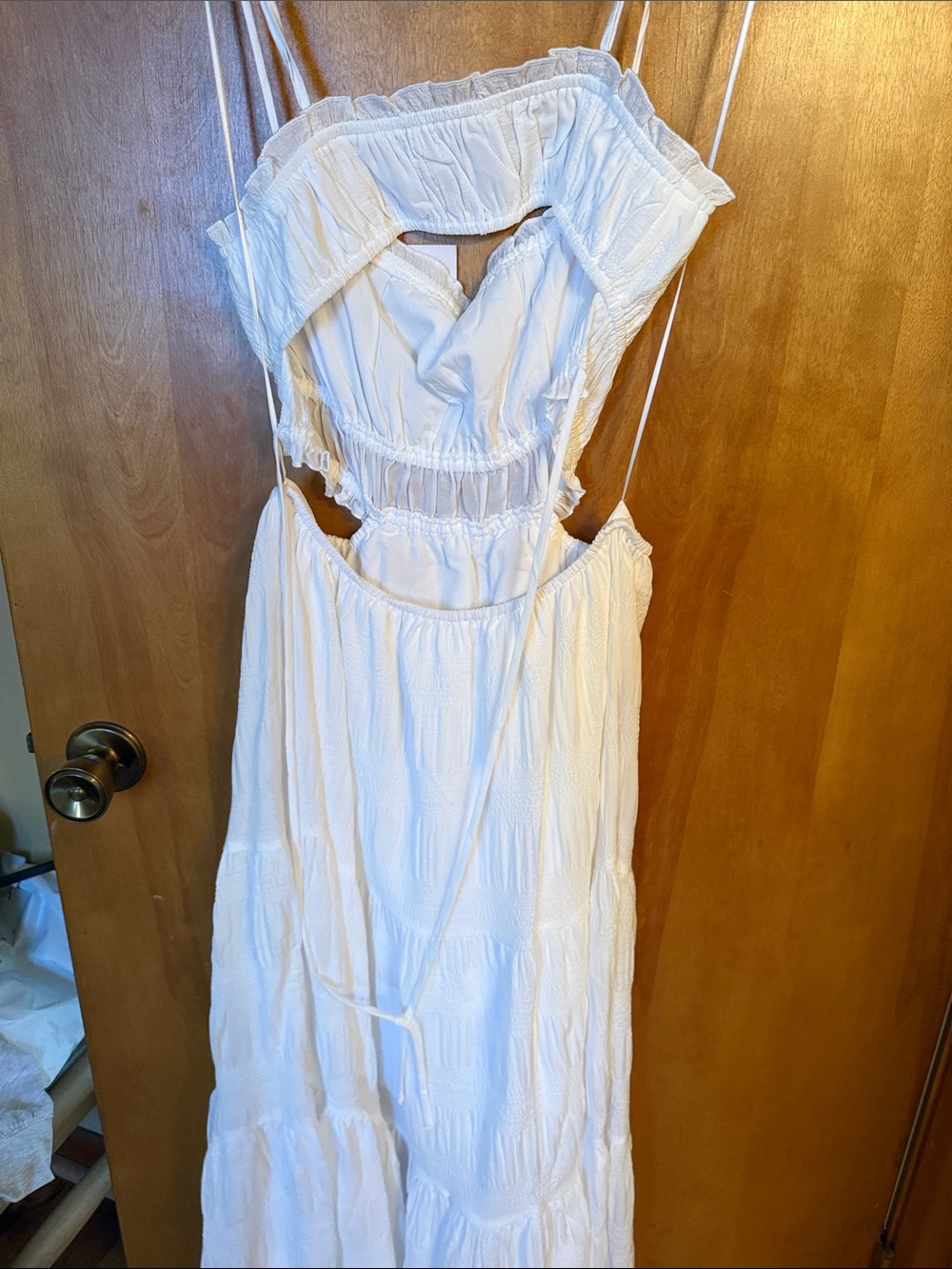 12th Tribe White Spaghetti-Strap Maxi Dress with Side Cutout - Picture 6 of 6